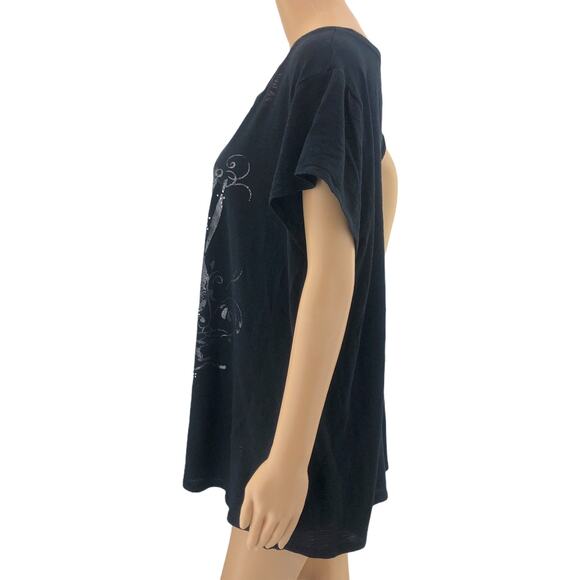 Rock & Republic MEDIUM Black Burnout USA American Eagle Oversized Tee Shirt - Picture 3 of 5